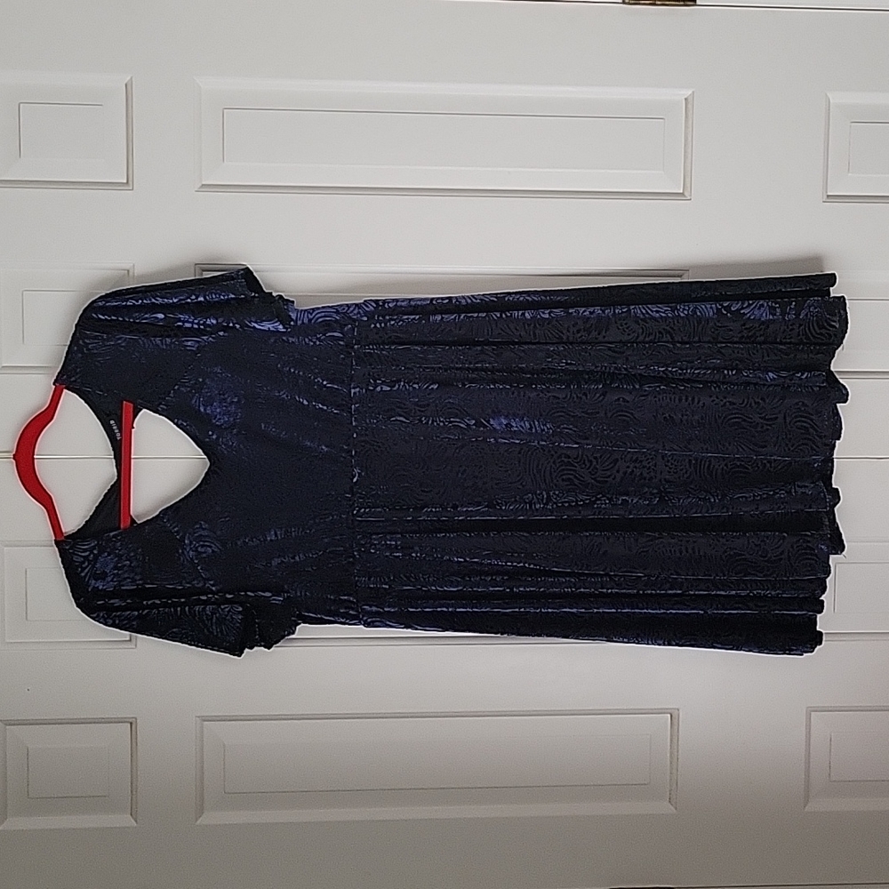 Torrid blue Velvet Burnout short sleeve skater dress torrid sz 1 sz 1x